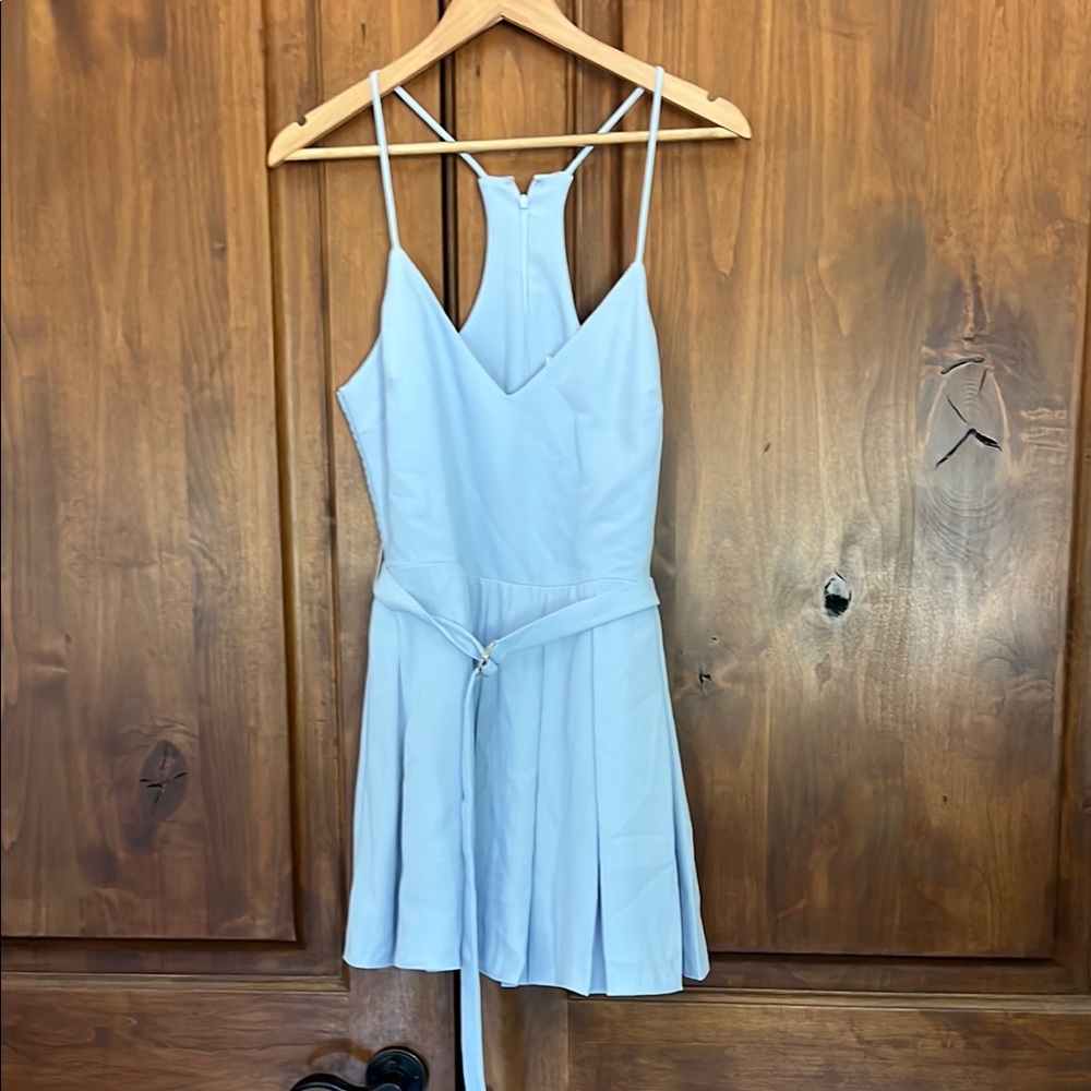 Amanda Uprichard Arctic Blue Blair Belted Romper NWT